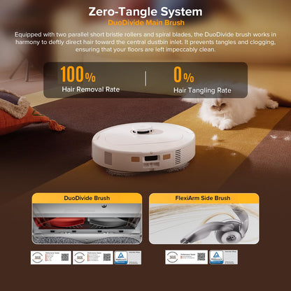 roborock Qrevo S5V Robot Vacuum and Mop, FlexiArm Edge Mopping, 12,000Pa Suction, Dual Zero-Tangle System, Smart Obstacle Avoidance, 10mm Mop Lifting, Auto Mop Washing&Drying, Self-Emptying&Refilling