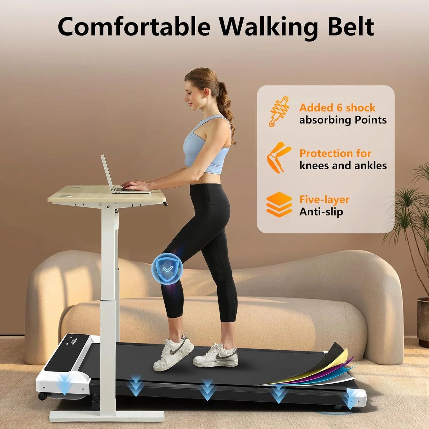 Walking Pad Treadmill, Incline Treadmill for Home Office, 2.5 HP Quiet, Treadmill with Extra Wide Running Belt, Remote Control, LED Display